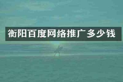 衡阳百度网络推广多少钱
