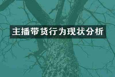 主播带货行为现状分析