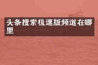 头条搜索极速版频道在哪里
