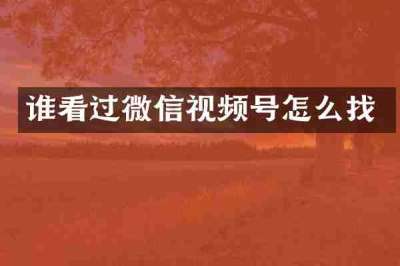 谁看过微信视频号怎么找