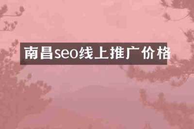 南昌seo线上推广价格