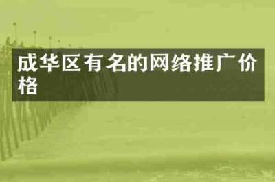 成华区有名的网络推广价格