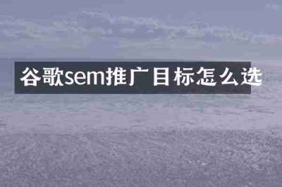 谷歌sem推广目标怎么选