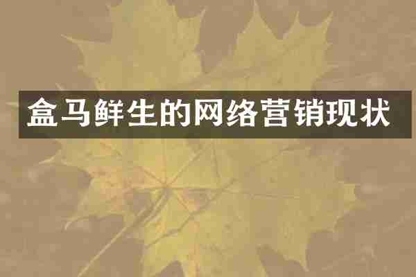 盒马鲜生的网络营销现状