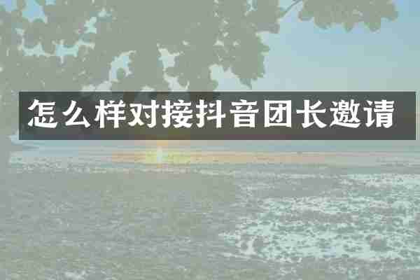 怎么样对接抖音团长邀请
