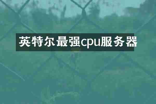 英特尔最强cpu服务器