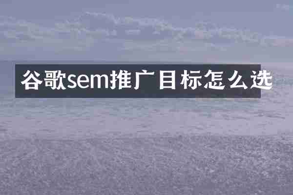 谷歌sem推广目标怎么选