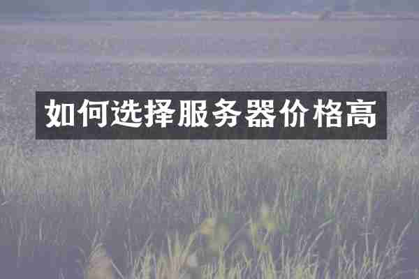如何选择服务器价格高