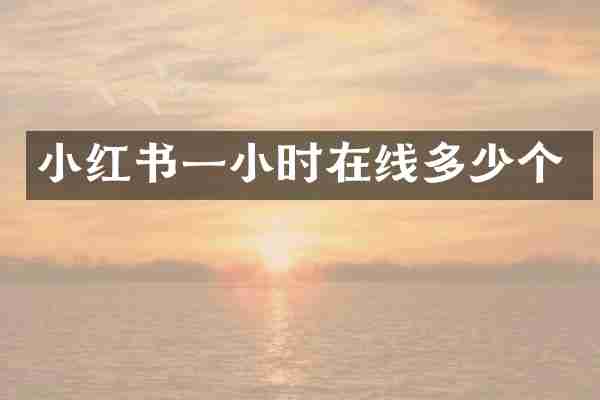 小红书一小时在线多少个