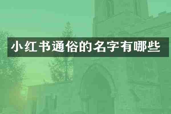 小红书通俗的名字有哪些