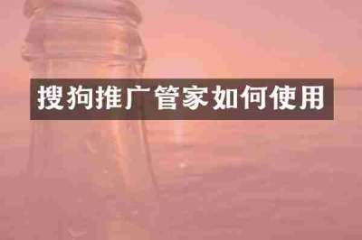 搜狗推广管家如何使用