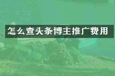 怎么查头条博主推广费用
