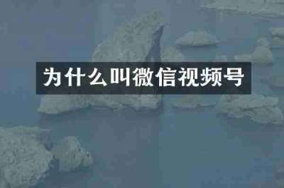 为什么叫微信视频号