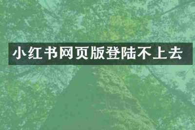 小红书网页版登陆不上去