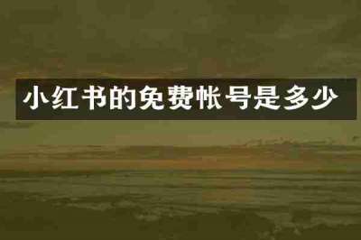 小红书的免费帐号是多少