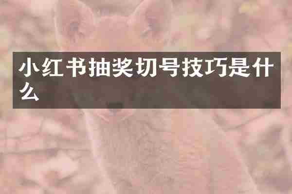 小红书抽奖切号技巧是什么
