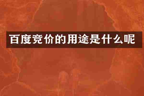 百度竞价的用途是什么呢