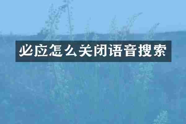 必应怎么关闭语音搜索