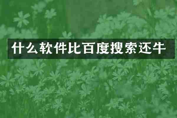 什么软件比百度搜索还牛