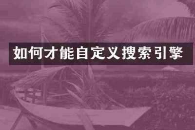 如何才能自定义搜索引擎