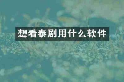 想看泰剧用什么软件