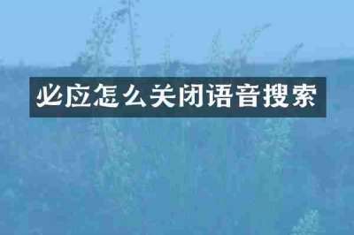 必应怎么关闭语音搜索