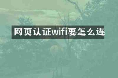 网页认证wifi要怎么连