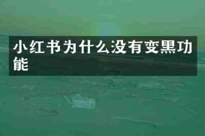 小红书为什么没有变黑功能