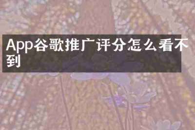App谷歌推广评分怎么看不到