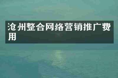 沧州整合网络营销推广费用