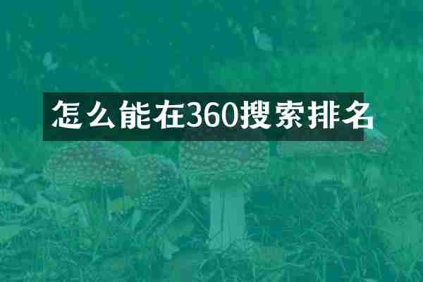 怎么能在360搜索排名