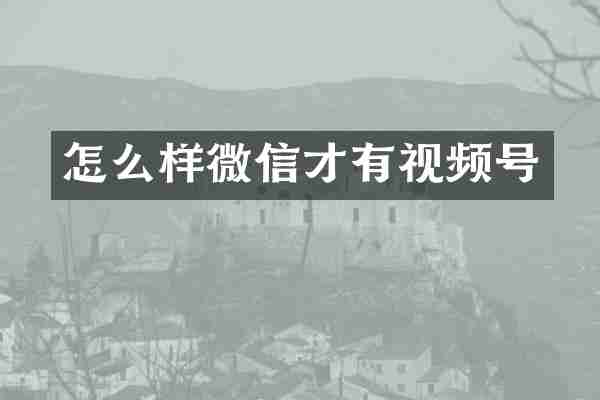 怎么样微信才有视频号