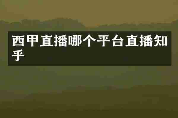 西甲直播哪个平台直播知乎