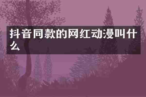 抖音同款的网红动漫叫什么