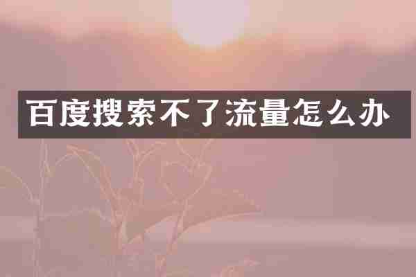 百度搜索不了流量怎么办