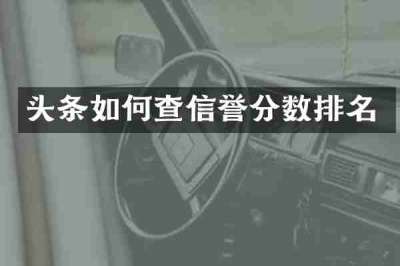 头条如何查信誉分数排名