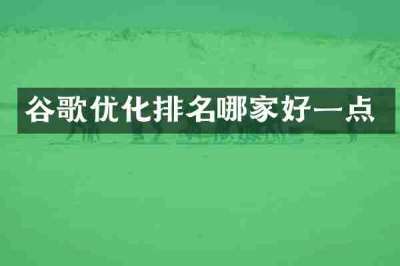 谷歌优化排名哪家好一点