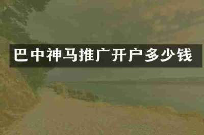 巴中神马推广开户多少钱