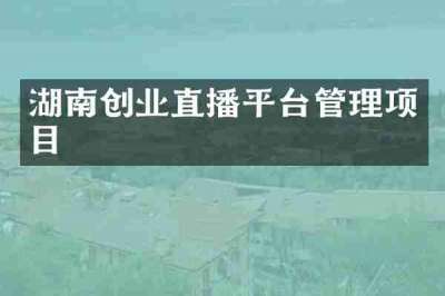 湖南创业直播平台管理项目