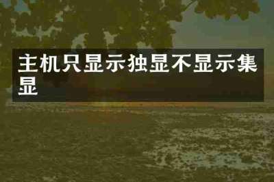 主机只显示独显不显示集显