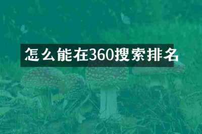 怎么能在360搜索排名
