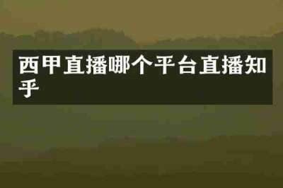 西甲直播哪个平台直播知乎