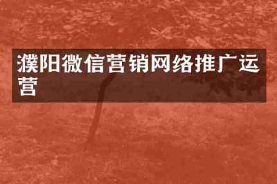 濮阳微信营销网络推广运营