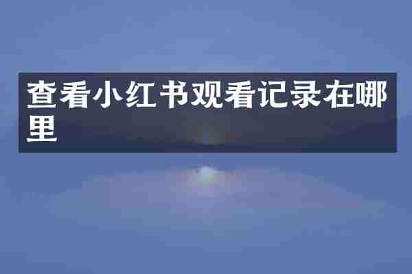 查看小红书观看记录在哪里