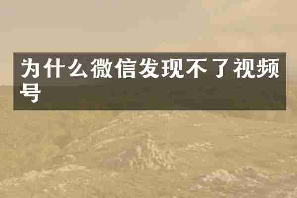 为什么微信发现不了视频号