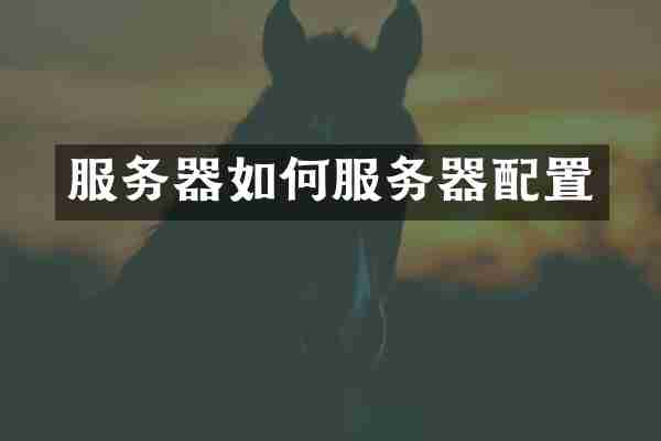 服务器如何服务器配置
