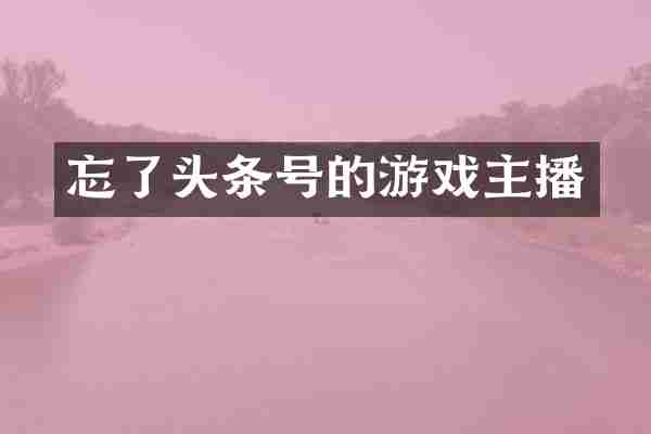 忘了头条号的游戏主播