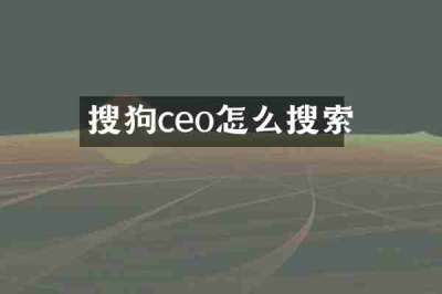 搜狗ceo怎么搜索