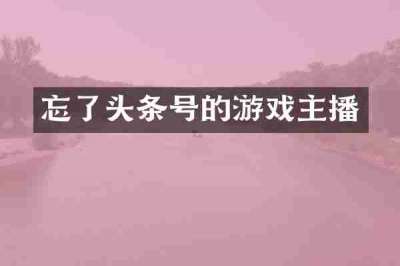 忘了头条号的游戏主播