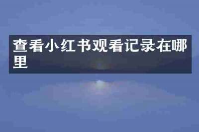 查看小红书观看记录在哪里